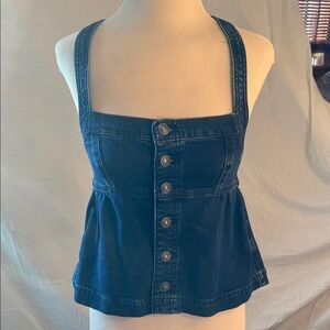 American Eagle Outfitters Dark Blue Denim Button-Front Tank